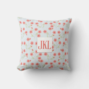 Motif de fleur de corail, Coussin de jet 16" x 16"