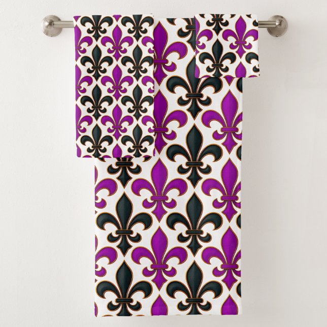 Motif de fleur de lis baroque noir violet  (Créateur téléchargé)