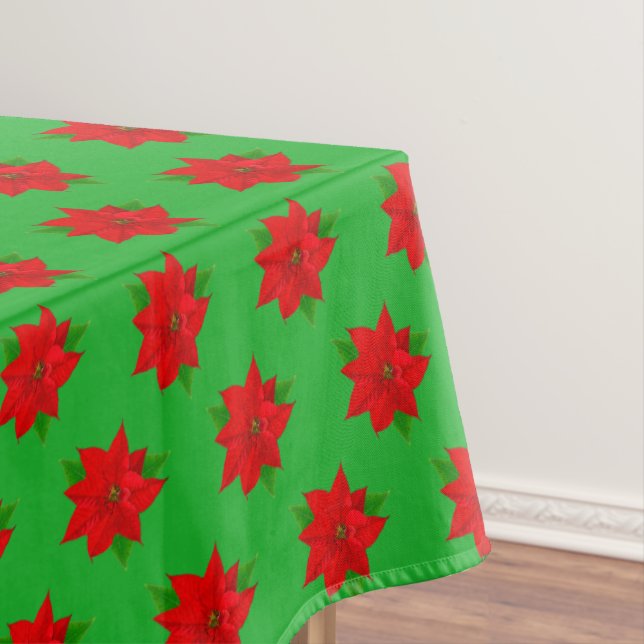 Motif de fleur de Poinsettia sur nappe verte (In Situ)