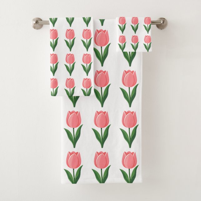 Motif de fleur de tulipe rose moderne sur fond bla (En situation)