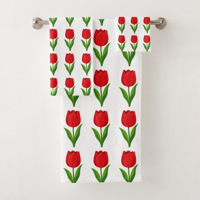 Motif de fleur de tulipe rouge moderne sur fond bl (En situation)