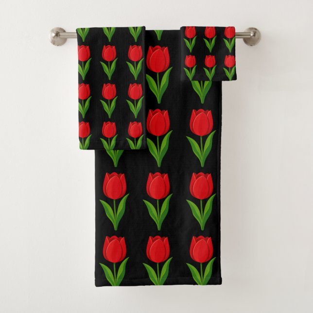 Motif de fleur de tulipe rouge moderne sur fond no (En situation)