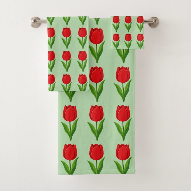 Motif de fleur de tulipe rouge moderne sur fond ve (En situation)