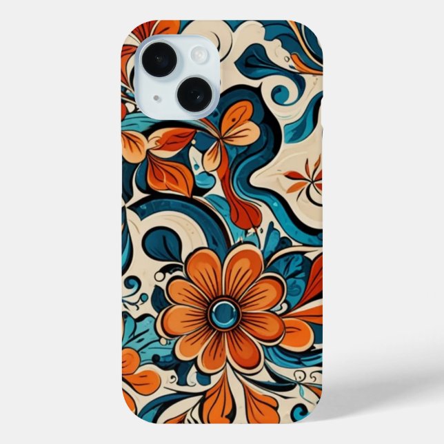 motif de fleur iPhone 15 Coque (Verso)