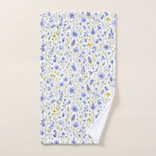 Motif de fleur sauvage aquarelle bleu jaune vert
