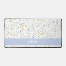 Motif de fleur sauvage bleue et jaune avec nom per