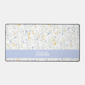 Motif de fleur sauvage bleue et jaune avec nom per