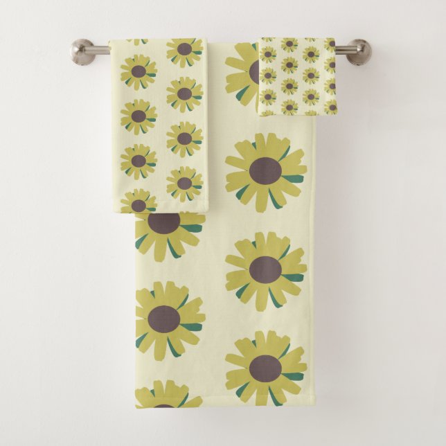 Motif de fleur simple tournesol marron vert jaune (En situation)