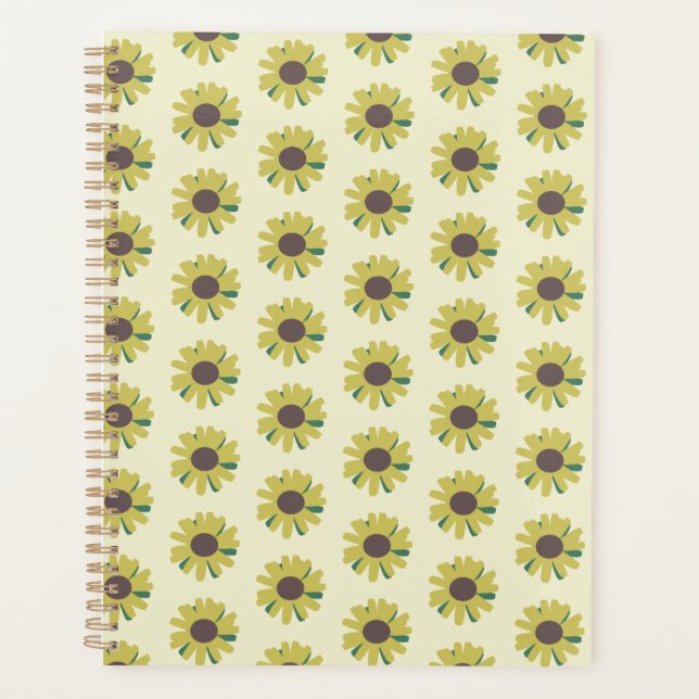 Motif de fleur simple tournesol marron vert jaune (Devant)