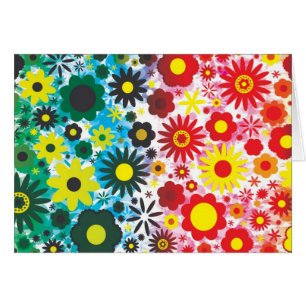 Motif de fleurs 60s vert rouge psychédélique
