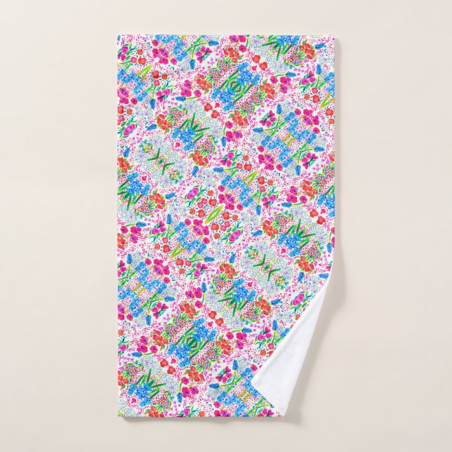 Motif de fleurs aquarelles colorées mignonnes (Serviette à main)