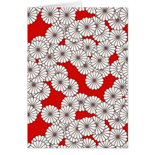 Motif de fleurs Art Déco - blanc sur rouge (Devant)
