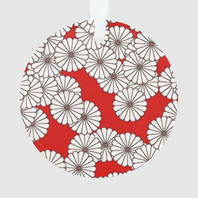 Motif de fleurs Art Déco - blanc sur rouge (dos)