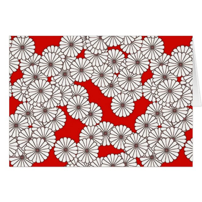 Motif de fleurs Art Déco - blanc sur rouge (Devant Horizontal)