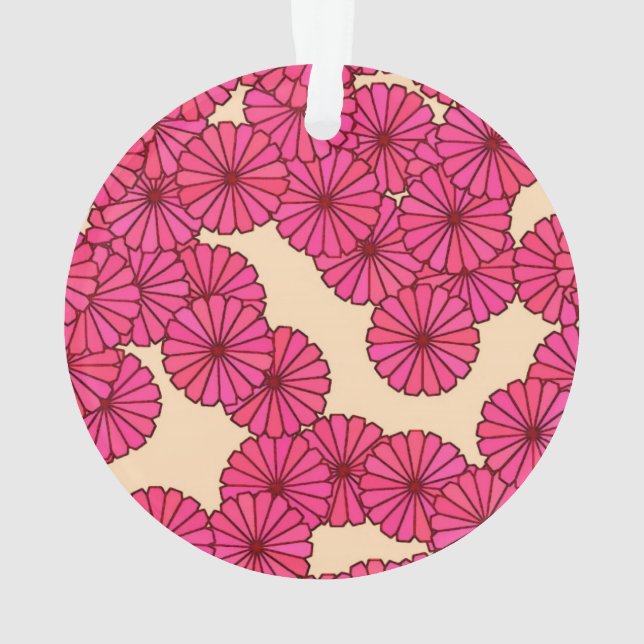 Motif de fleurs Art Déco - rose profond et pêche (dos)