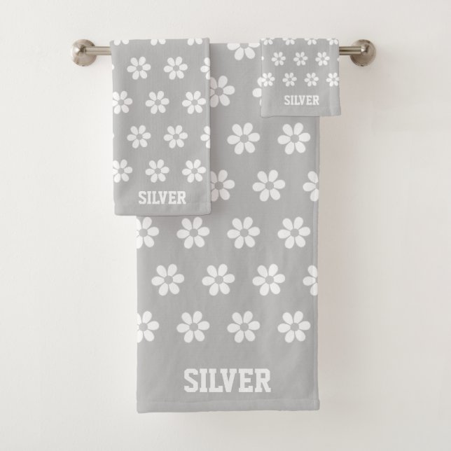 Motif de fleurs blanches sur gris clair Personnali (En situation)