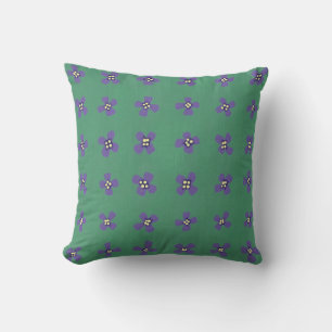Motif de fleurs brassica violet sur Coussin vert