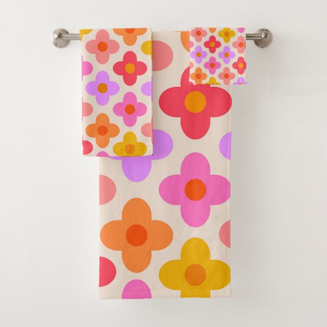 Motif de fleurs coloré rétro hippie Mod  (En situation)