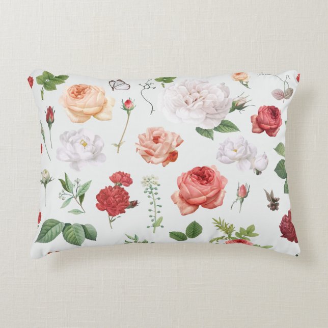 Motif de fleurs, Coussin d'accents Rose (Devant)