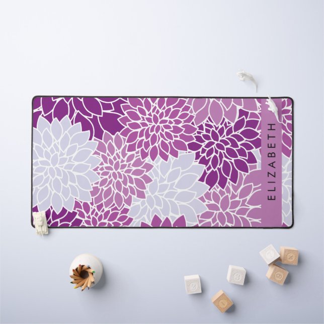 Motif De Fleurs, Dahlia Violet, Votre Nom (Tableau pour enfants)