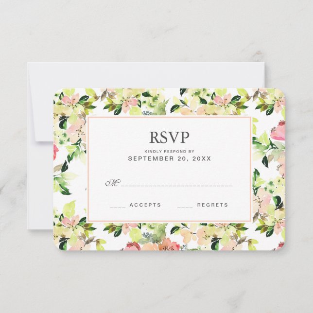 Motif de fleurs d'aquarelle rose - Mariage RSVP (Devant)
