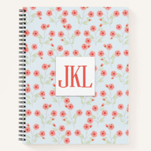 Motif de fleurs de corail 8,5 po x Carnet spiral 1