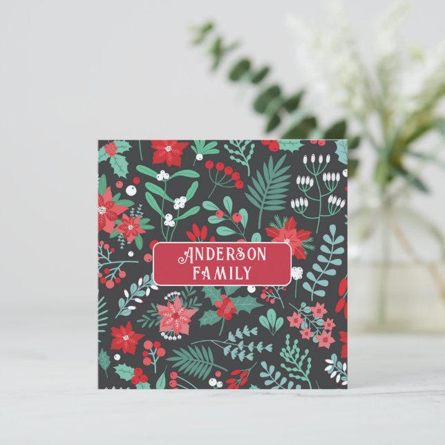 Motif de fleurs de Noël personnalisé avec nom de f (Debout devant)