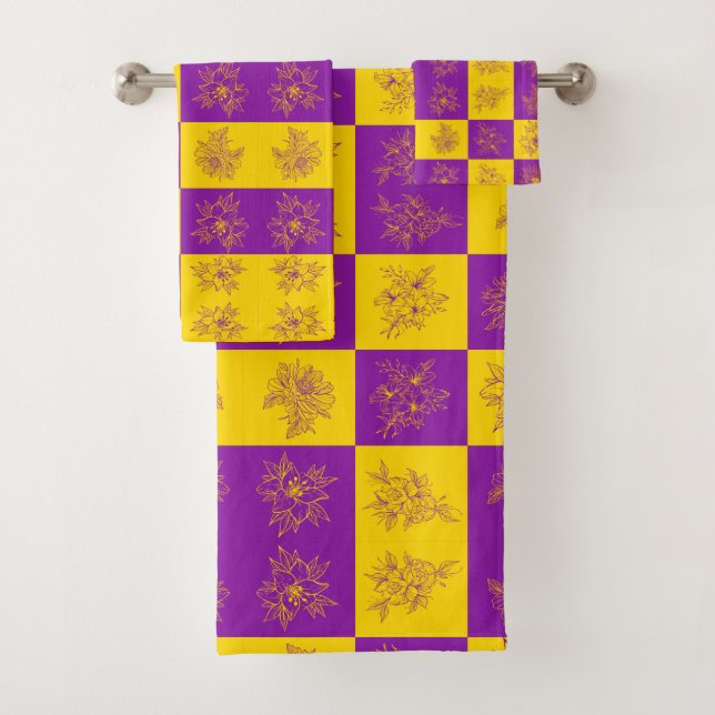 Motif de fleurs de Parties scintillant violet et o (En situation)