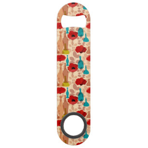 Motif de fleurs, de vases et de bouteilles