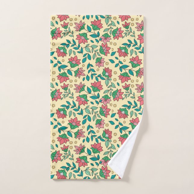 Motif de fleurs et de feuilles pressées dessinées  (Serviette à main)