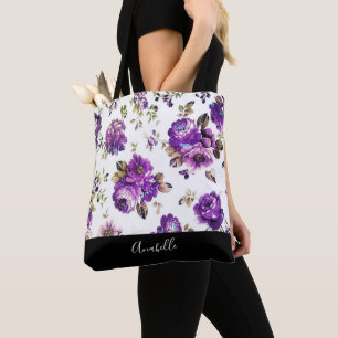 Motif de fleurs pourpre avec le sac fourre-tout à