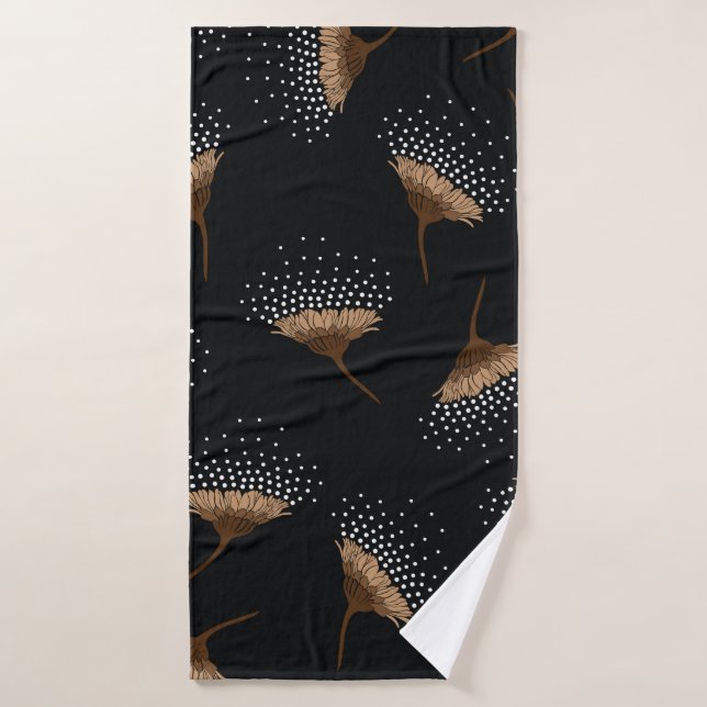 motif de fleurs sans couture brun sur arrière - pl (Serviette de bain)
