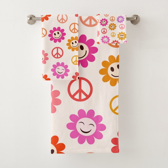Motif de fleurs souriantes joyeuses avec des signe (En situation)