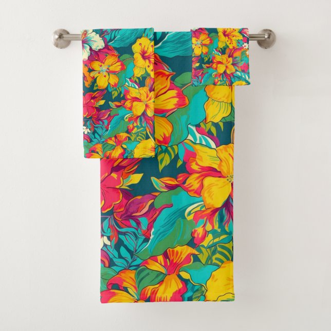 Motif de fleurs tropicales colorées (En situation)