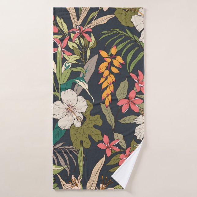 Motif de fleurs tropicales sans joint arrière - pl (Serviette de bain)