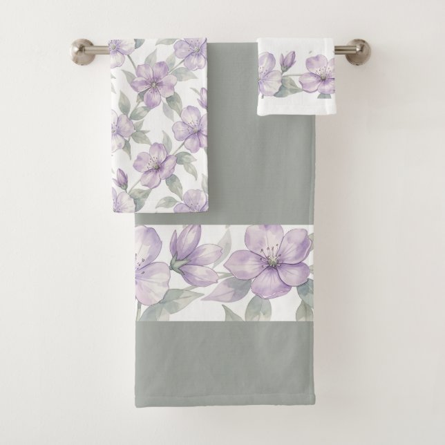 Motif de fleurs violettes à l'aquarelle (En situation)