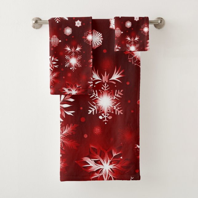 Motif De Flocon De Neige Rouge Et Blanc (En situation)