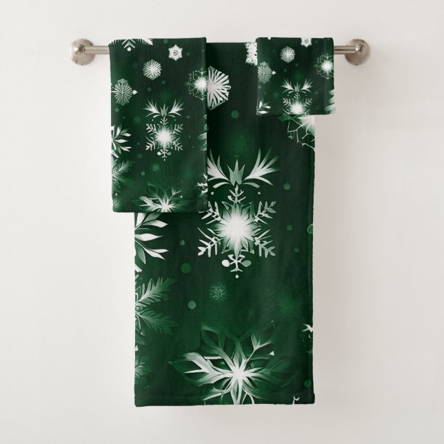Motif De Flocon De Neige Vert Et Blanc (En situation)