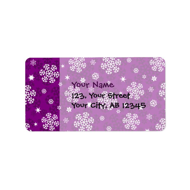 Motif de flocons de neige sur Étiquette violet (Devant)