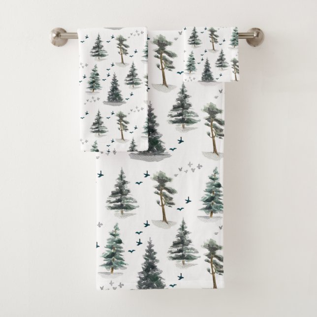Motif de forêt à l'aquarelle  (En situation)