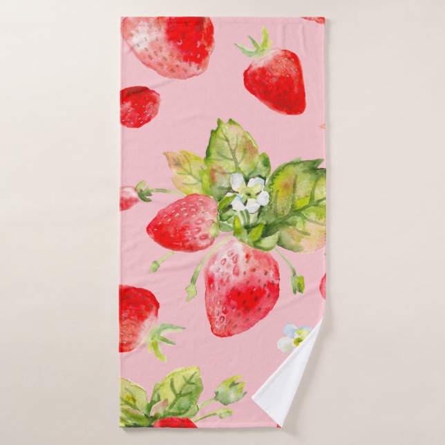 motif de fraise transparent aquarelle (Serviette de bain)