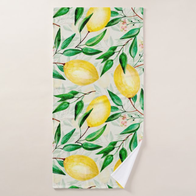 Motif de fruits à l'aquarelle transparente. citron (Serviette de bain)