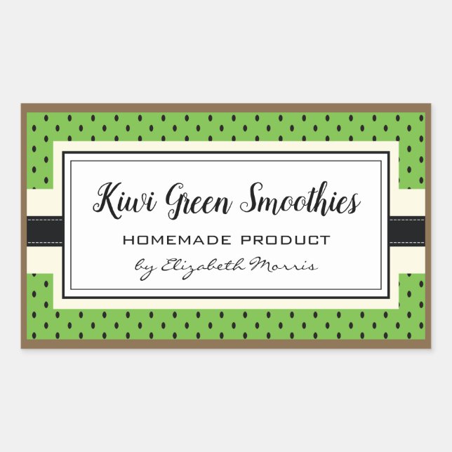 Motif de fruits Kiwi, étiquette de smoothie vert m (Devant)