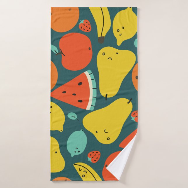 Motif de fruits tropicaux tiré à la main (Serviette de bain)