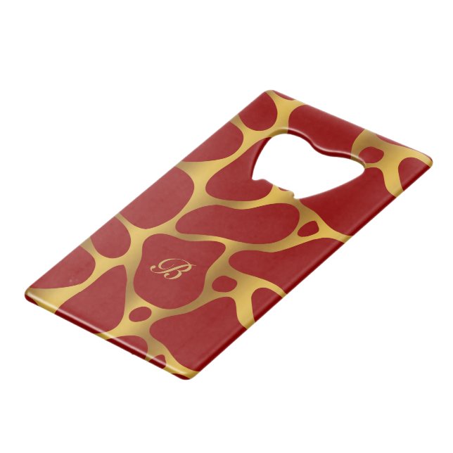 Motif de girafe abstraite rouge et or (Devant Angle)