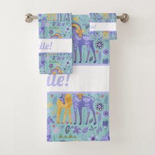 Motif de girafes jaunes Turquoises violettes de Wh