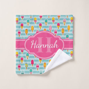 Motif de glace coloré avec Monogramme rose