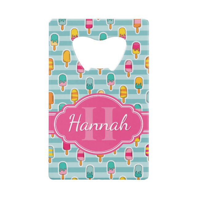 Motif de glace coloré avec Monogramme rose (Devant)