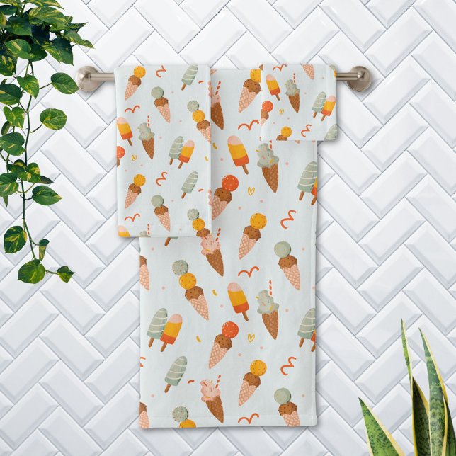 Motif de glace mignonne d'été (In situ Bathroom wall)
