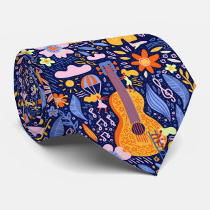 Motif de guitare d'art mexicain Cravate masculine